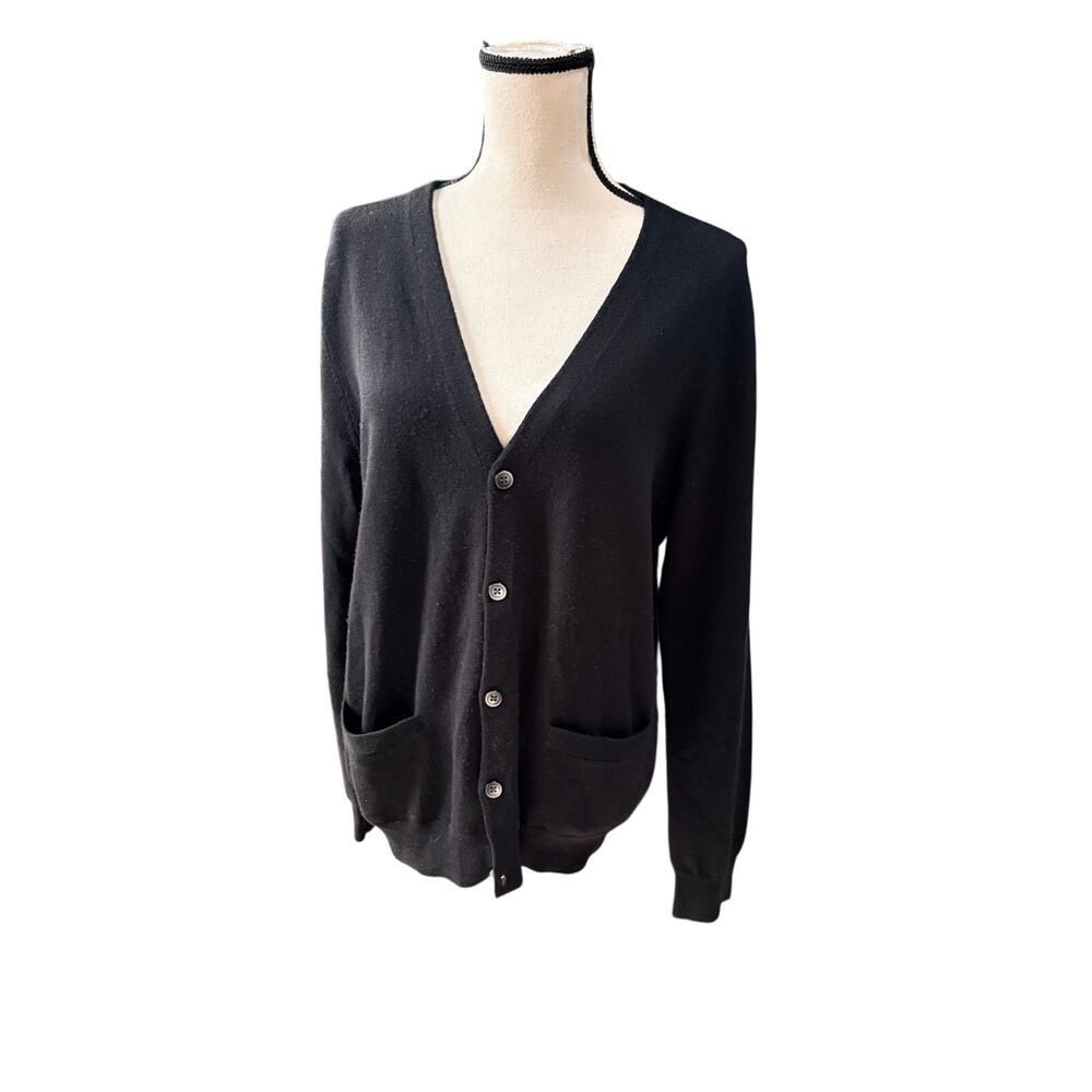 The Men's Store Bloomingdale's Men's M Black Merino Wool Cardigan Preppy